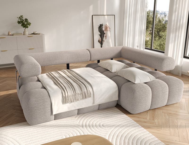 Levvi 3-seters boblete sovesofa med divan, høyre - Royal 18 - Møbler - Sofaer - Sovesofaer