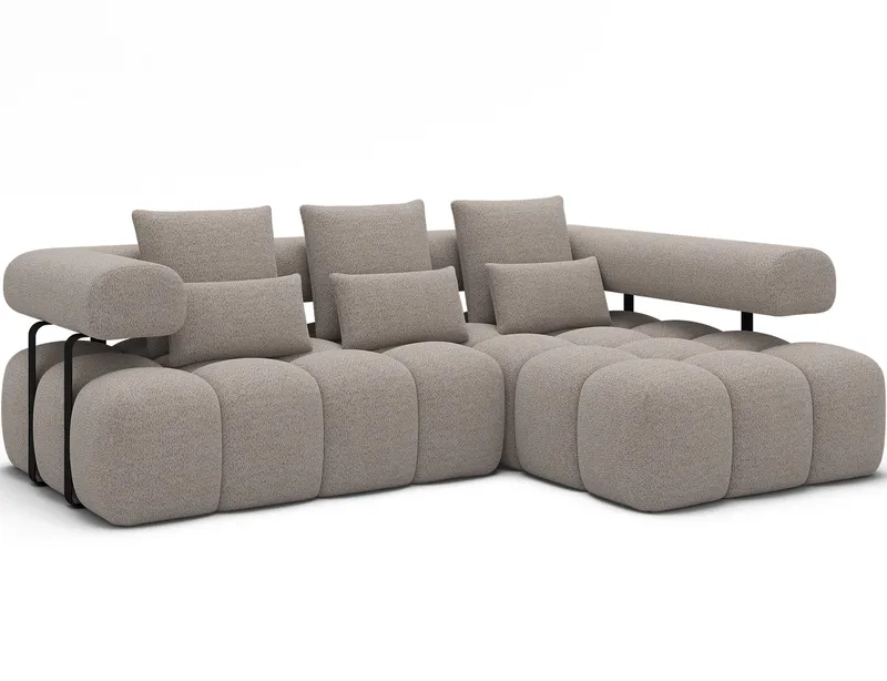 Levvi 3-seters boblete sovesofa med divan, høyre, Royal 18
