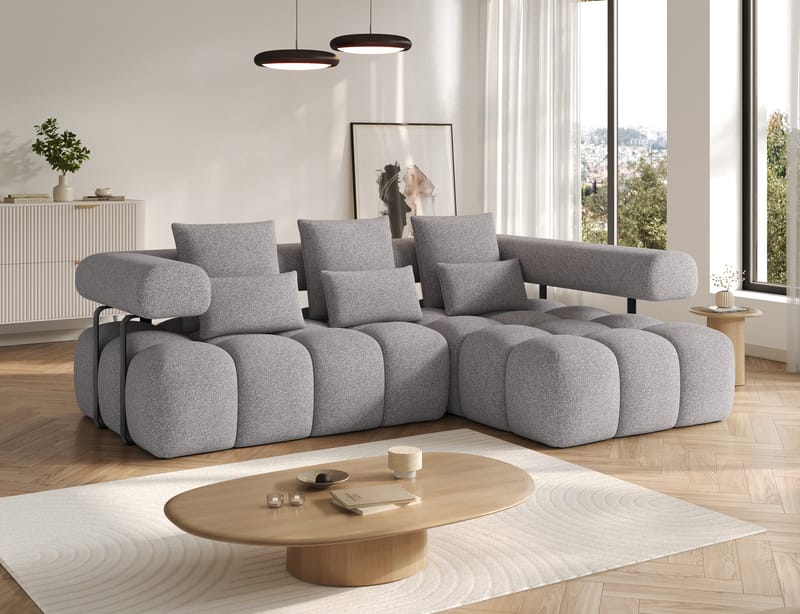 Levvi 3-seters boblete sovesofa med divan, høyre - Paolli 04 - Møbler - Sofaer - Sovesofaer