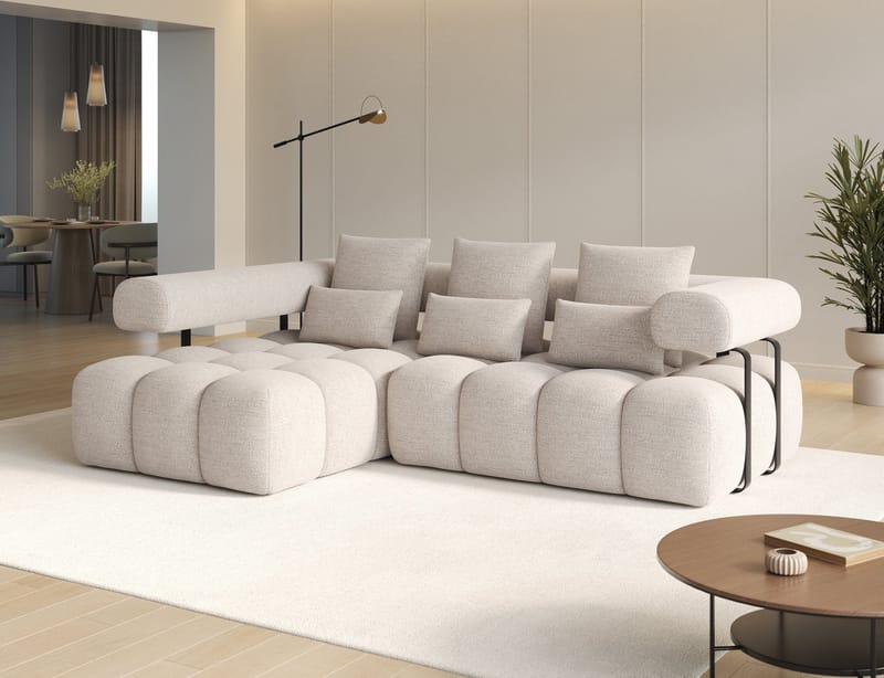 Levvi 3-seters Bubblig sovesofa med divan Venstre - Bazalt 18 - Møbler - Sofaer - Sovesofaer