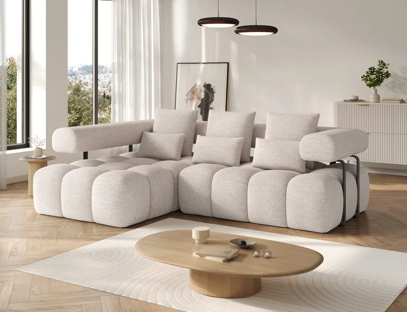 Levvi 3-seters Bubblig sovesofa med divan Venstre - Bazalt 18 - Møbler - Sofaer - Sovesofaer