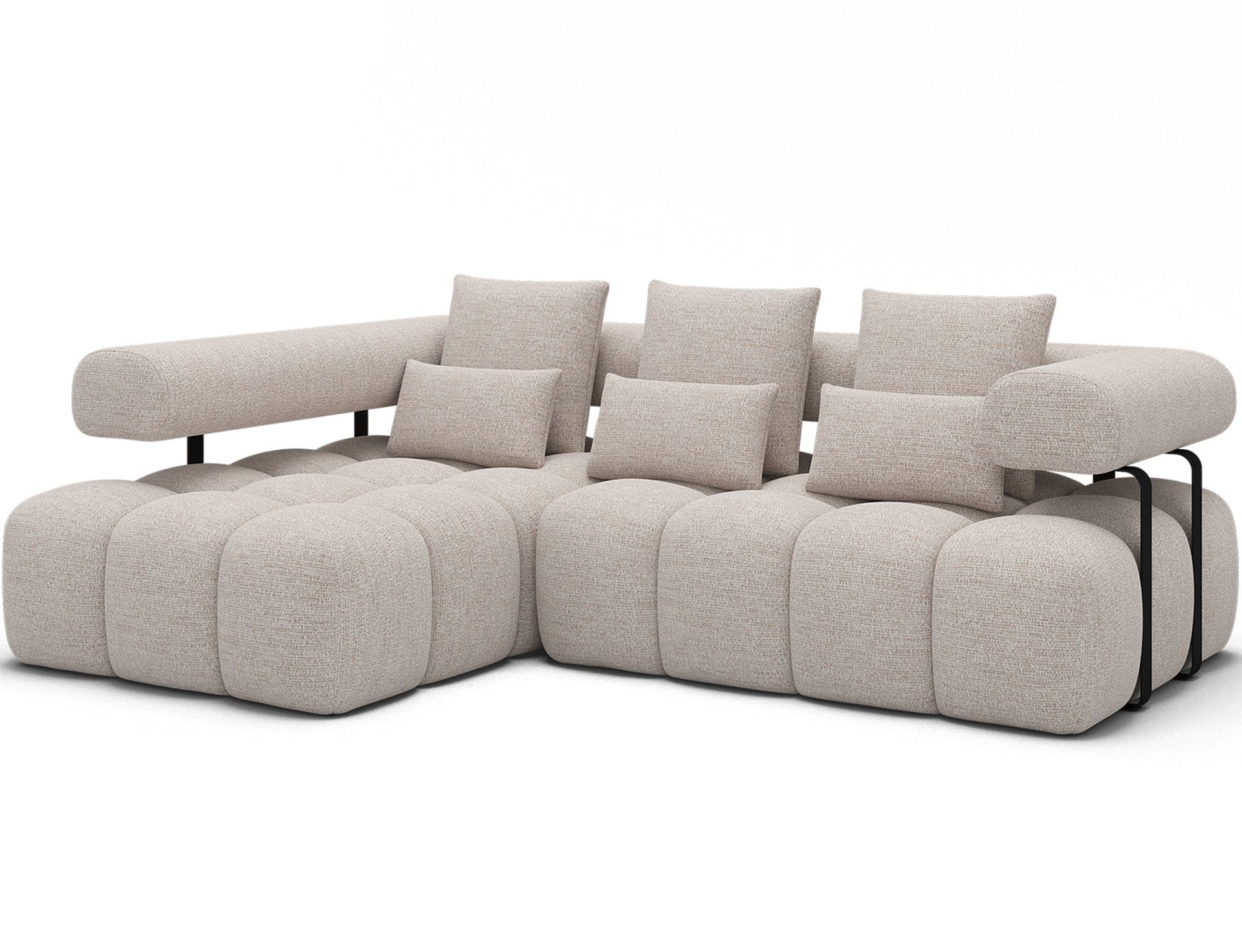 Levvi 3-seters Bubblig sovesofa med divan Venstre - Bazalt 18