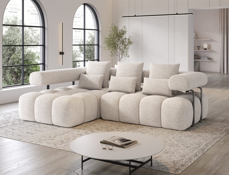 Levvi 3-seters Bubblig sovesofa med divan Venstre - Bazalt 18 - Møbler - Sofaer - Sovesofaer