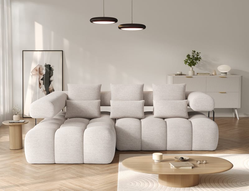 Levvi 3-seters Bubblig sovesofa med divan Venstre - Bazalt 18 - Møbler - Sofaer - Sovesofaer