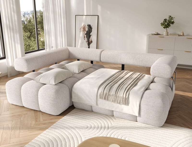 Levvi 3-seters Bubblig sovesofa med divan Venstre - Bazalt 18 - Møbler - Sofaer - Sovesofaer