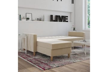 Liberty 3-seter Sovesofa med Sjeselong Venstrevendt og Oppbevaring i Fløyel - Sandbeige - Møbler - Sofaer - Sovesofaer
