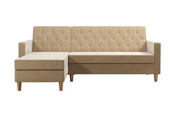 Liberty 3-seter Sovesofa med Sjeselong Venstrevendt og Oppbevaring i Fløyel - Sandbeige - Møbler - Sofaer - Sovesofaer
