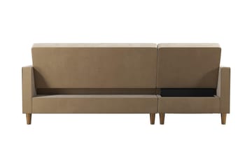 Liberty 3-seter Sovesofa med Sjeselong Venstrevendt og Oppbevaring i Fløyel - Sandbeige - Møbler - Sofaer - Sovesofaer