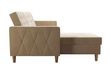 Liberty 3-seter Sovesofa med Sjeselong Venstrevendt og Oppbevaring i Fløyel - Sandbeige - Møbler - Sofaer - Sovesofaer