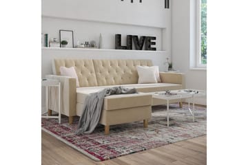Liberty 3-seter Sovesofa med Sjeselong Venstrevendt og Oppbevaring i Fløyel - Sandbeige - Møbler - Sofaer - Sovesofaer