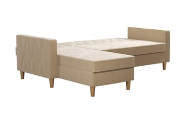 Liberty 3-seter Sovesofa med Sjeselong Venstrevendt og Oppbevaring i Fløyel - Sandbeige - Møbler - Sofaer - Sovesofaer