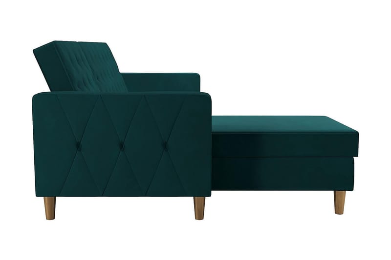 Liberty 3-seters Sovesofa med Sjeselong Venstrevendt 105x195 cm med Oppbevaring i Stoff - Grønn - Møbler - Sofaer - Sovesofaer