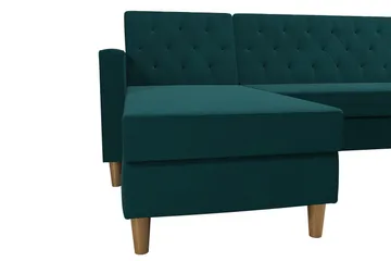 Liberty 3-seters Sovesofa med Sjeselong Venstrevendt 105x195 cm med Oppbevaring i Stoff - Grønn - Møbler - Sofaer - Sovesofaer