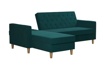 Liberty 3-seters Sovesofa med Sjeselong Venstrevendt 105x195 cm med Oppbevaring i Stoff - Grønn - Møbler - Sofaer - Sovesofaer