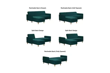 Liberty 3-seters Sovesofa med Sjeselong Venstrevendt 105x195 cm med Oppbevaring i Stoff - Grønn - Møbler - Sofaer - Sovesofaer