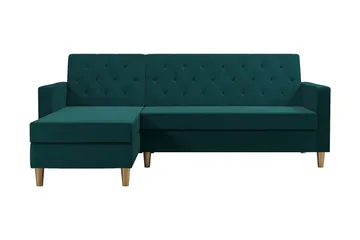 Liberty 3-seters Sovesofa med Sjeselong Venstrevendt 105x195 cm med Oppbevaring i Stoff - Grønn - Møbler - Sofaer - Sovesofaer