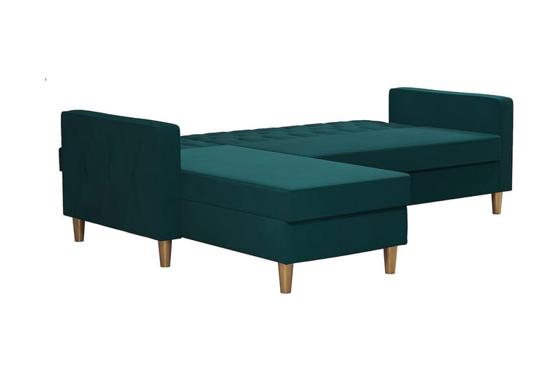 Liberty 3-seters Sovesofa med Sjeselong Venstrevendt 105x195 cm med Oppbevaring i Stoff - Grønn - Møbler - Sofaer - Sovesofaer