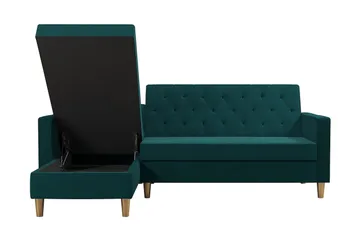 Liberty 3-seters Sovesofa med Sjeselong Venstrevendt 105x195 cm med Oppbevaring i Stoff - Grønn - Møbler - Sofaer - Sovesofaer