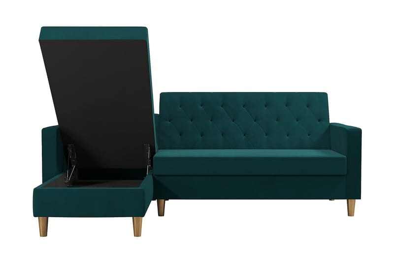 Liberty 3-seters Sovesofa med Sjeselong Venstrevendt 105x195 cm med Oppbevaring i Stoff - Grønn - Møbler - Sofaer - Sovesofaer