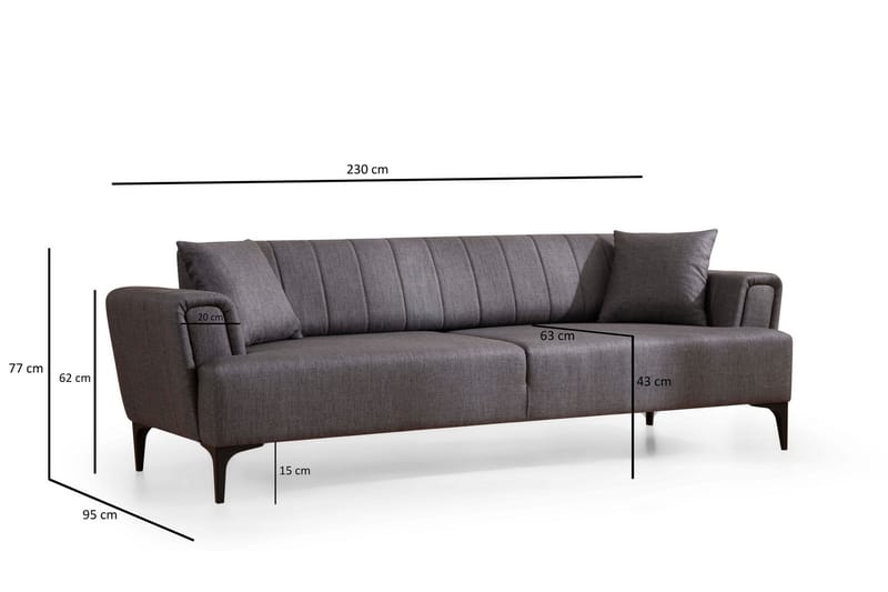 Lilesville 3-seter Sovesofa - Mørkegrå - Møbler - Sofaer - Sovesofaer