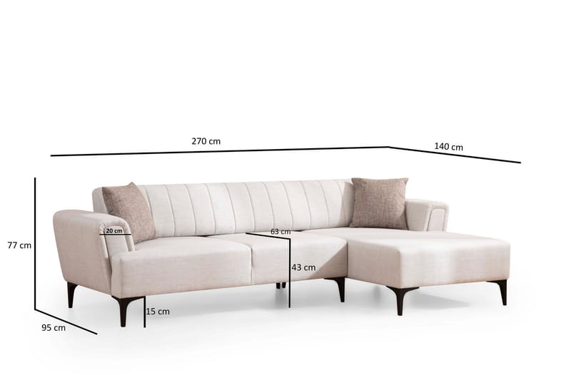 Lilesville Sovesofa med divan - Beige - Møbler - Sofaer - Sovesofaer