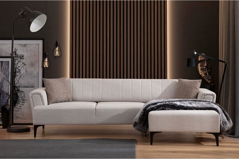 Lilesville Sovesofa med divan - Beige - Møbler - Sofaer - Sovesofaer