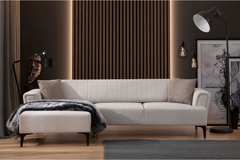 Lilesville Sovesofa med divan - Beige - Sovesofaer - Hjørnesovesofa