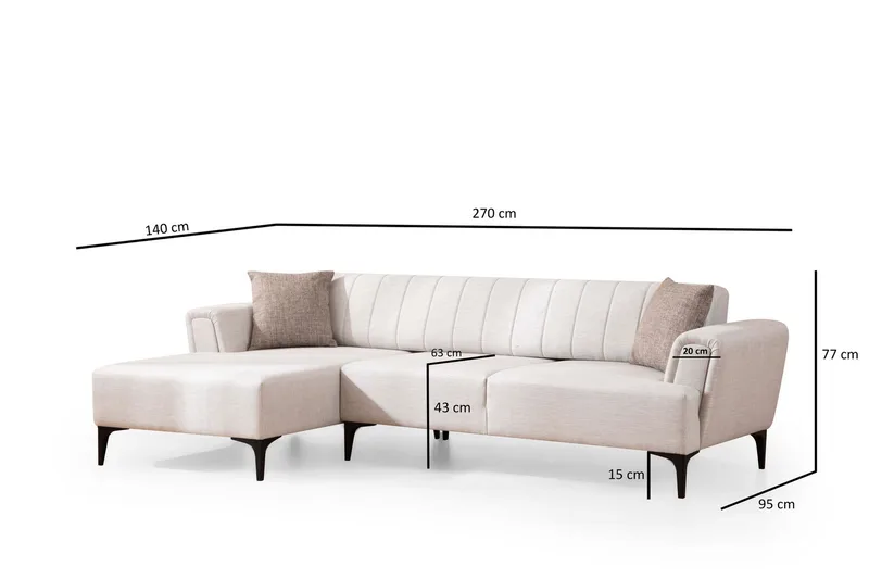 Lilesville Sovesofa med divan - Beige - Møbler - Sofaer - Sovesofaer
