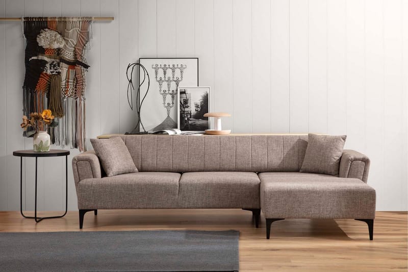 Lilesville Sovesofa med divan - Lysebrun - Møbler - Sofaer - Sovesofaer