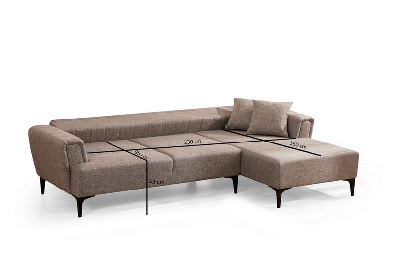 Lilesville Sovesofa med divan - Lysebrun - Møbler - Sofaer - Sovesofaer