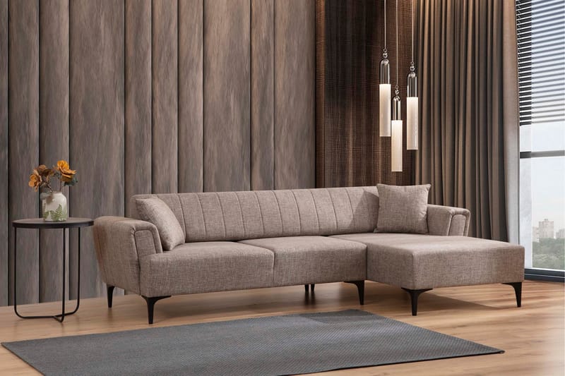 Lilesville Sovesofa med divan - Lysebrun - Møbler - Sofaer - Sovesofaer
