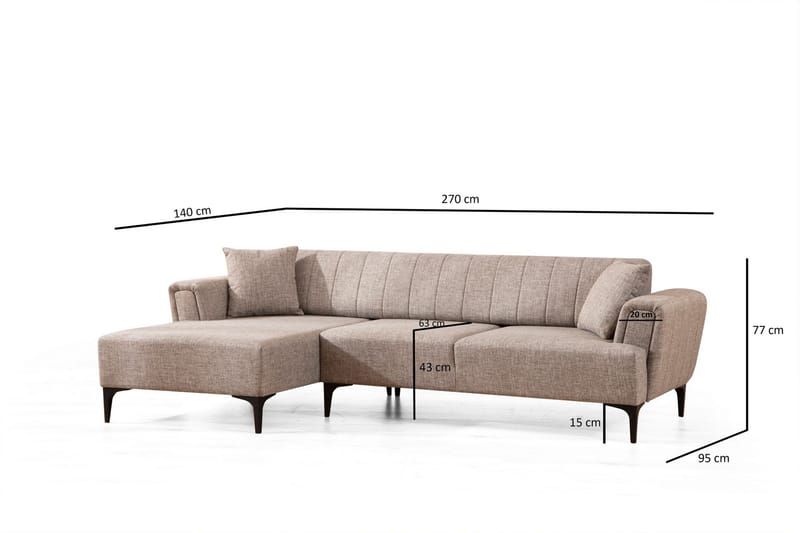 Lilesville Sovesofa med divan - Lysebrun - Møbler - Sofaer - Sovesofaer