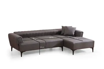 Lilesville Sovesofa med divan - Mørkegrå - Møbler - Sofaer - Sovesofaer