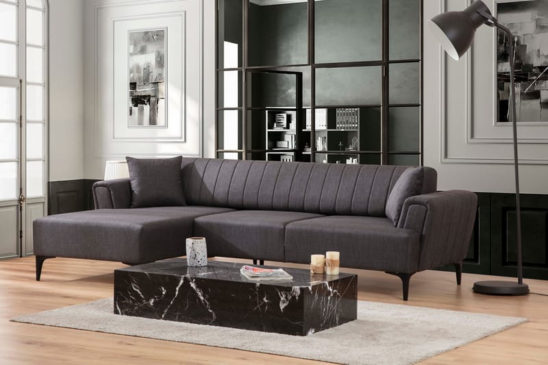Lilesville Sovesofa med divan - Mørkegrå - Møbler - Sofaer - Sovesofaer