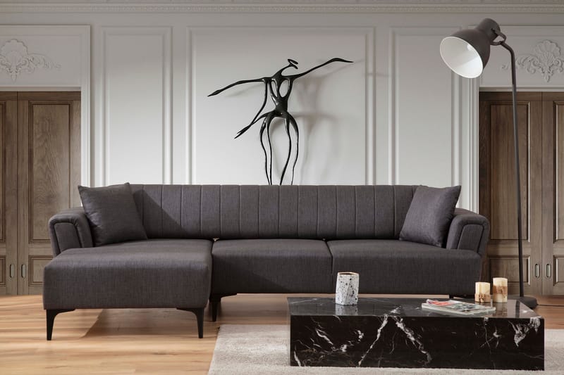 Lilesville Sovesofa med divan - Mørkegrå - Møbler - Sofaer - Sovesofaer