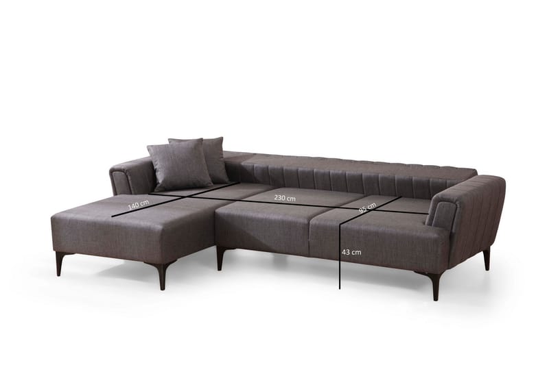 Lilesville Sovesofa med divan - Mørkegrå - Møbler - Sofaer - Sovesofaer