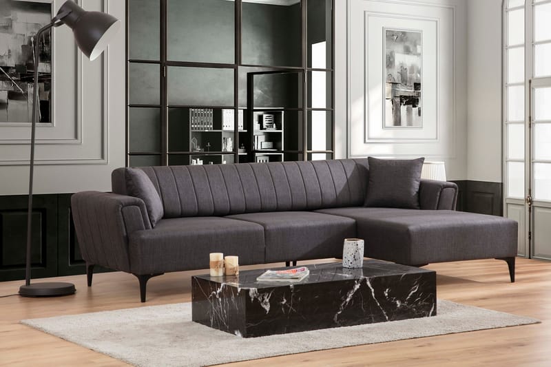 Lilesville Sovesofa med divan - Mørkegrå - Møbler - Sofaer - Sovesofaer