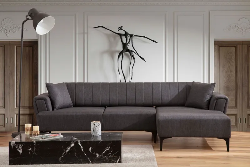 Lilesville Sovesofa med divan - Mørkegrå - Møbler - Sofaer - Sovesofaer