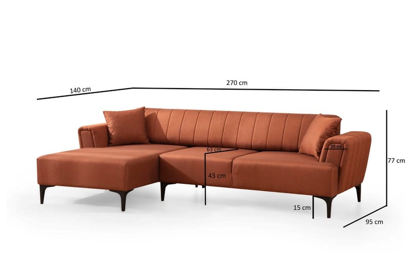 Lilesville Sovesofa med divan - Rød - Møbler - Sofaer - Sovesofaer