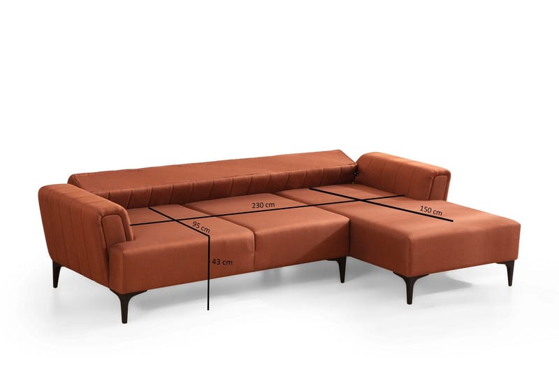 Lilesville Sovesofa med divan - Rød - Møbler - Sofaer - Sovesofaer