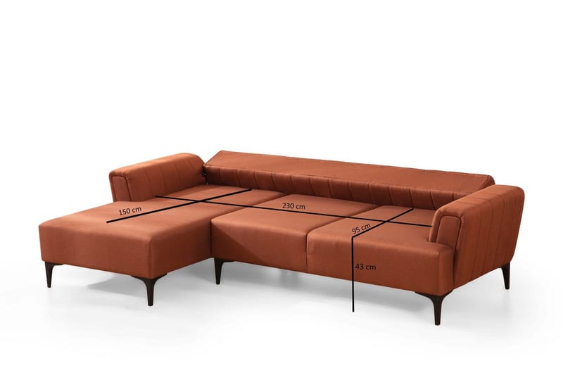 Lilesville Sovesofa med divan - Rød - Møbler - Sofaer - Sovesofaer