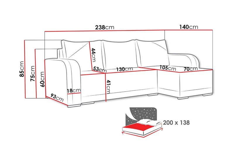 Liliana Divanbäddsoffa NO_BRAND Sense 9 + Sense 14 - Møbler - Sofaer - Sovesofaer