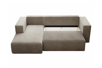 Listowel 3-seter Høyre Hjørnesovesofa 121x205 cm med Oppbevaring i Kordfløyel - Beige - Møbler - Sofaer - Sovesofaer