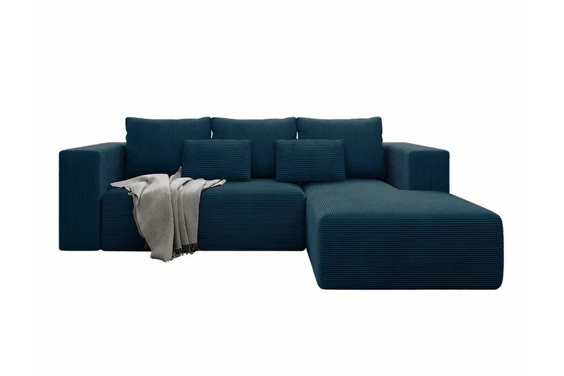 Listowel 3-seter Høyre Hjørnesovesofa 121x205 cm med Oppbevaring i Kordfløyel, Blå