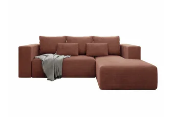 Listowel 3-seter Høyre Hjørnesovesofa 121x205 cm med Oppbevaring i Kordfløyel - Terrakotta - Møbler - Sofaer - Sovesofaer