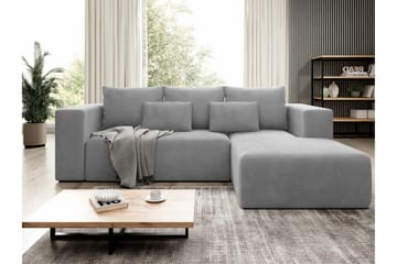 Listowel 3-seter Høyrevendt Hjørnesovesofa 121x205 cm med Oppbevaring - Grå - Møbler - Sofaer - Sovesofaer