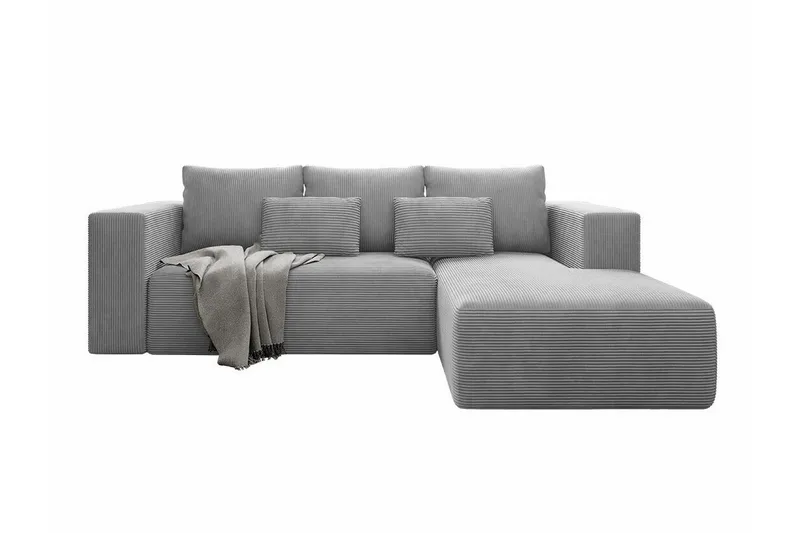 Listowel 3-seter Høyrevendt Hjørnesovesofa 121x205 cm med Oppbevaring, Grå