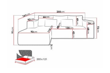 Listowel 3-seter Venstre Hjørnesovesofa 121x205 cm med Oppbevaring - Antrasitt - Møbler - Sofaer - Sovesofaer