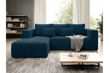 Listowel 3-seter Venstre Hjørnesovesofa 121x205 cm med Oppbevaring i Kordfløyel - Blå - Møbler - Sofaer - Sovesofaer