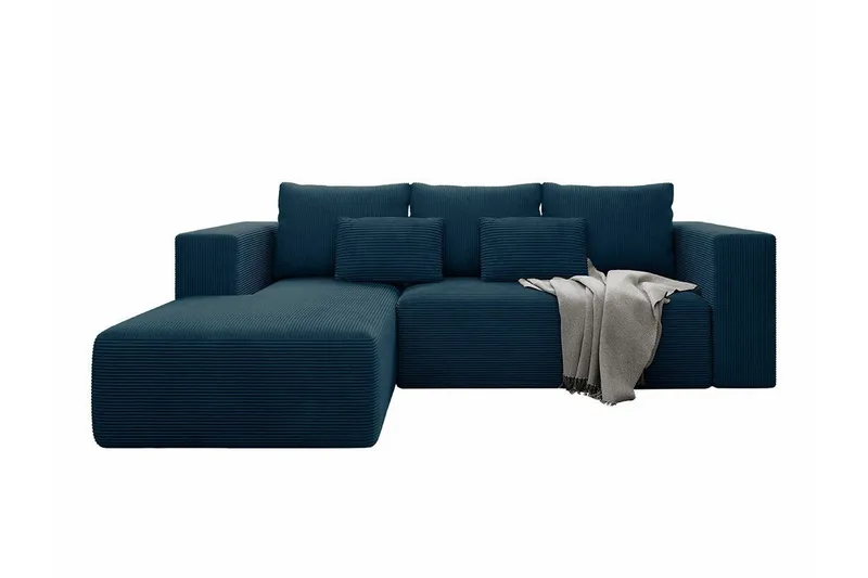 Listowel 3-seter Venstre Hjørnesovesofa 121x205 cm med Oppbevaring i Kordfløyel, Blå